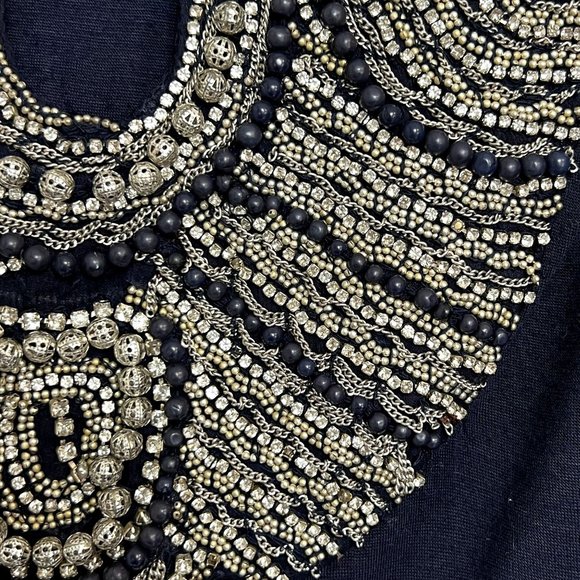 Alberto Makali Embellished  Sheer Sleeve Top Size small - Picture 3 of 5